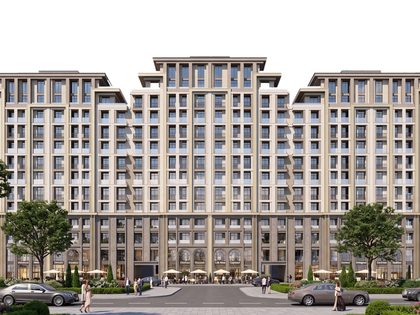 PARI Residence — фасад квартала со стороны улицы. Визуализация проекта