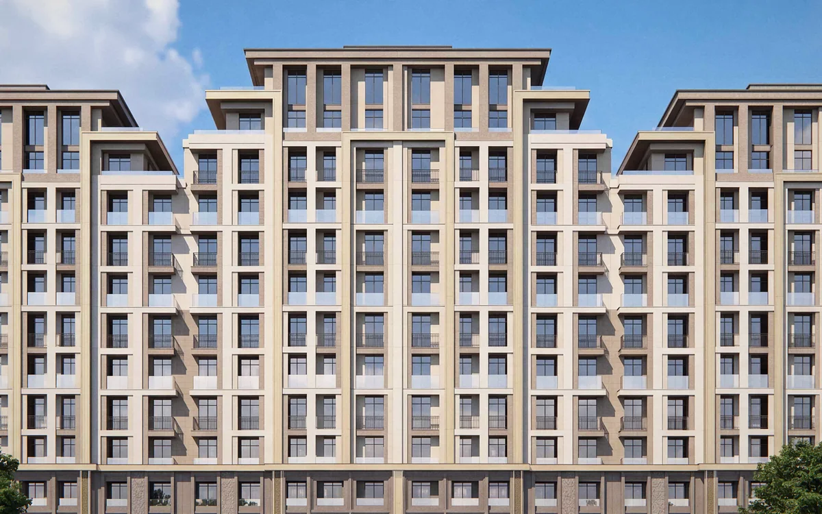 Террасы на верхних этажах PARI Residence: уступы 12–14 этажей и корона башни, как в проекте. Визуализация застройщика